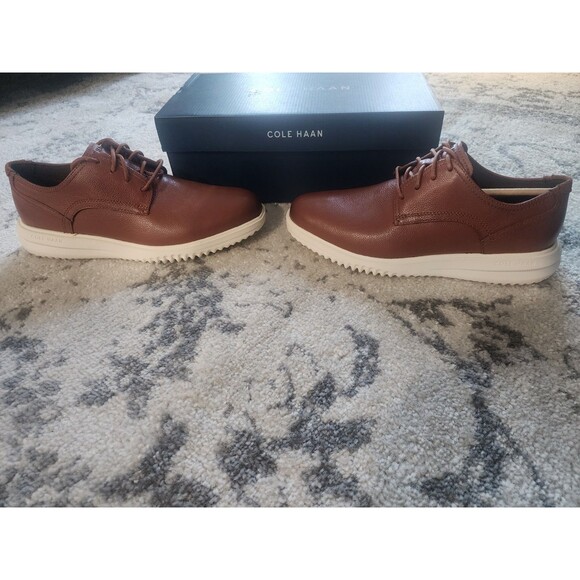 Cole Haan,Grand+ Plain Toe Oxford Mens Size 8.5 M British Tan Leather Shoes - Picture 2 of 9